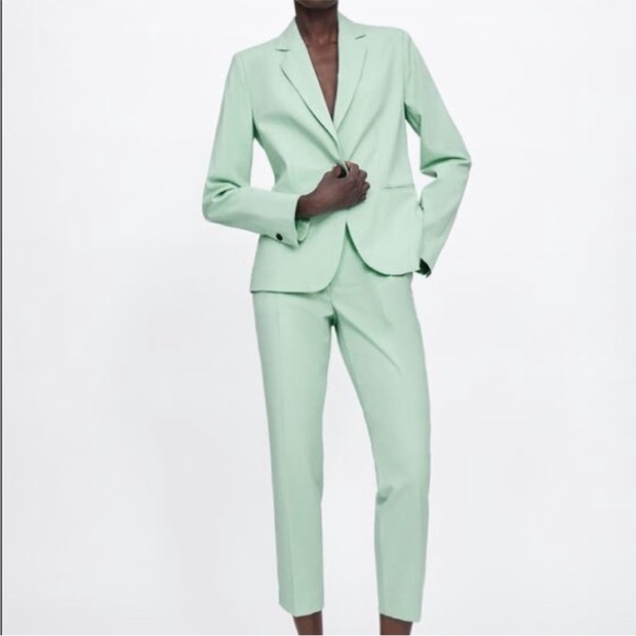 Zara Jackets & Coats Zara Light Green Blazer Pants Suit Set 4 S